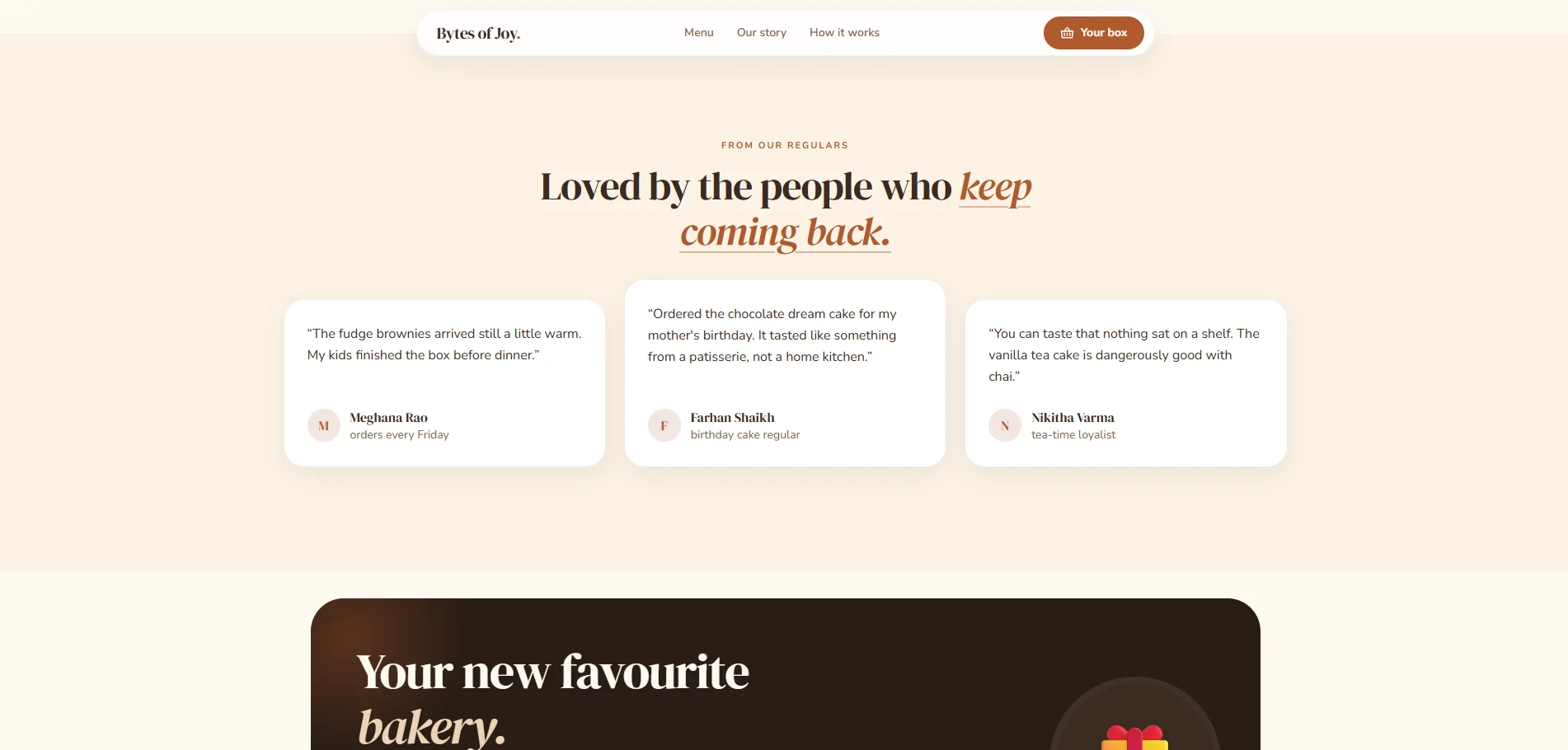 Customer testimonials for Bytes of Joy.